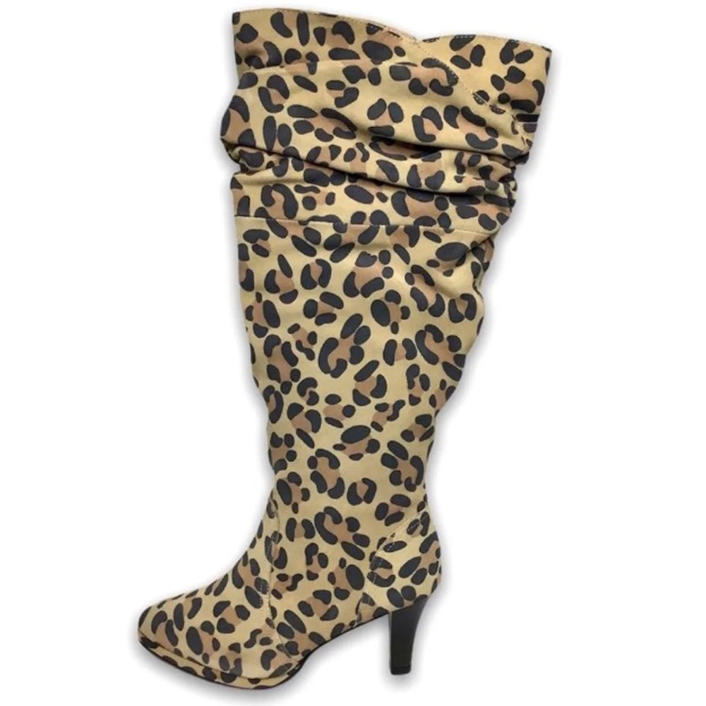 NIB Suede Leopard Knee High Slouch Boots 7.5
